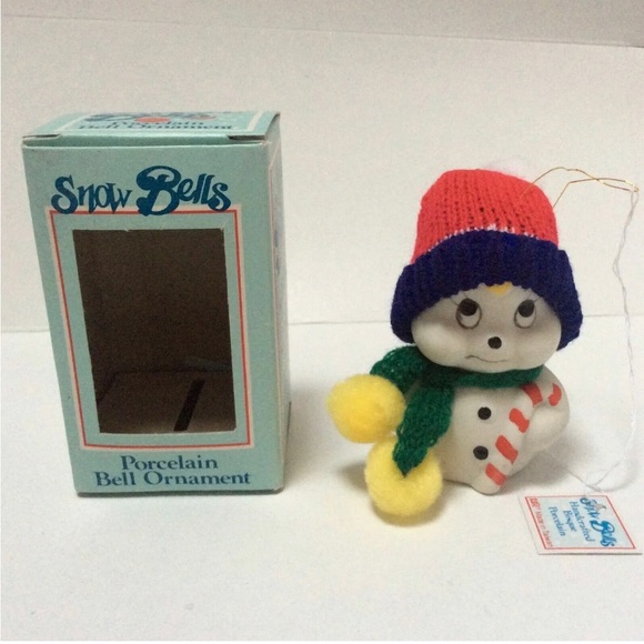 NEW Snow Bells Porcelain Snowman Christmas Ornament - Picture 1 of 4